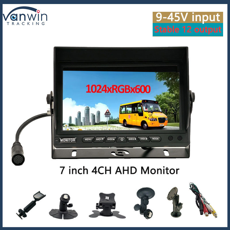 Monitor de carro de 7 polegadas de saída VGA CCTV auto-compatível tela de vigilância de segurança com chapéu de sol com U Stand