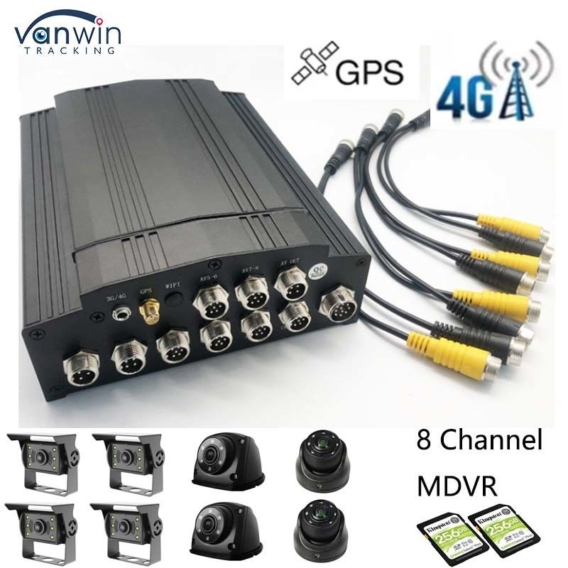 Full HD 1080P 8CH Mobile DVR SD Card 4G GPS H.265 CMSV6 Sistema de Segurança de DVR de Ônibus