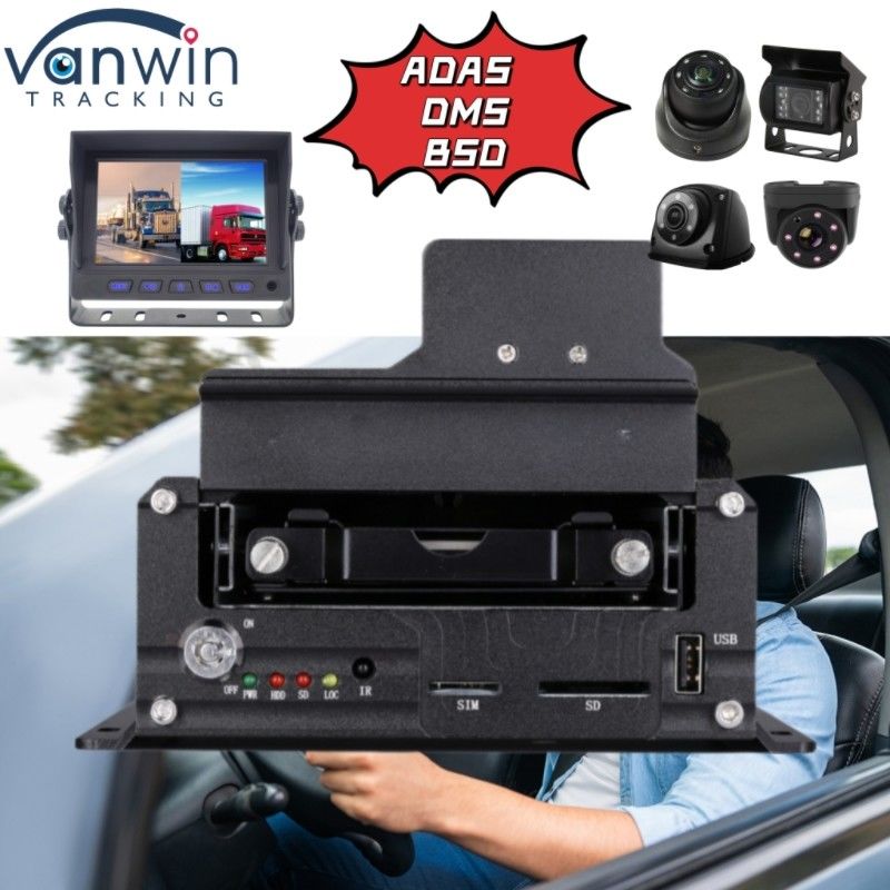 Suporte profissional de 4CH HDD DVR ADAS DMS BSD Função 4G GPS Vehicle Tracker
