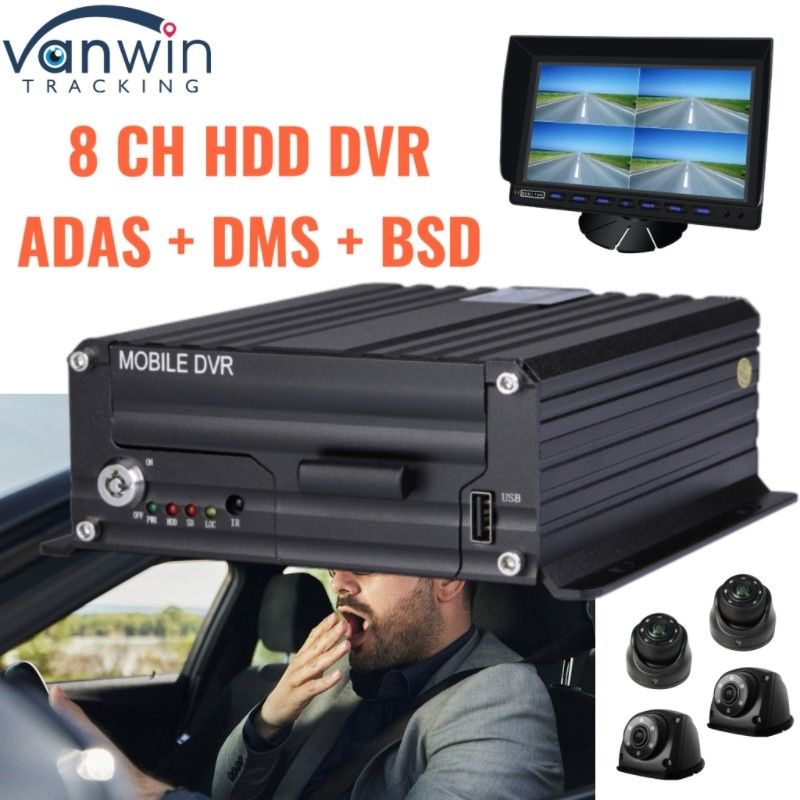 Advanced 8CH AI HDD DVR com ADAS DMS BSD 4G GPS para monitoramento de segurança do veículo