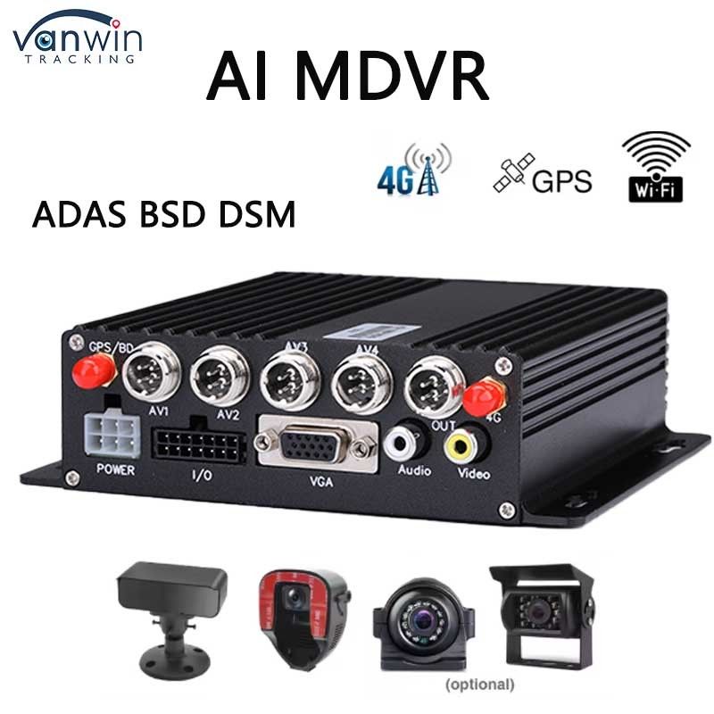 4 canais ADAS DSM Car DVR com 4G GPS AHD Câmera Gravador de vídeo de cartão SD para treinamento de condução de carros DVR móvel para caminhão de ônibus