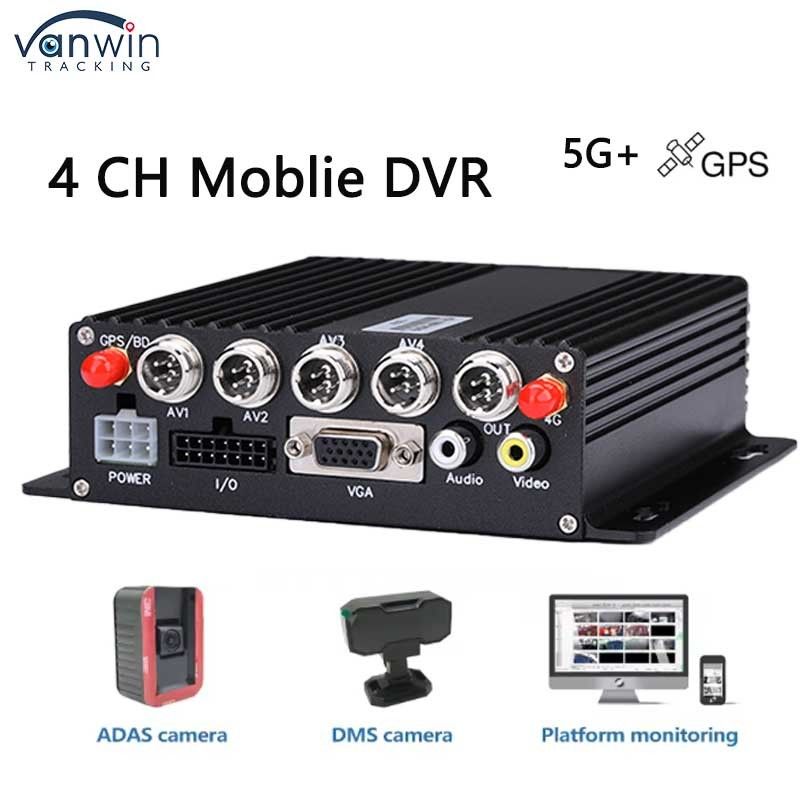 DVR de carro de 4 canais com câmera AHD GPS 5G Gravador de vídeo de cartão SD para ônibus de caminhão