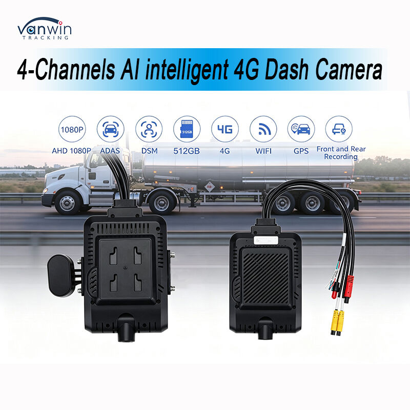 4 Canais AI Inteligente 4G Gravador de Vídeo Digital Móvel Sistema de Câmera de Painel Rastreamento GPS Visão Noturna Monitoramento Remoto na Nuvem