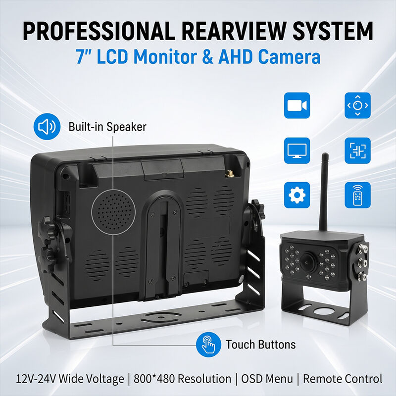 Sistema de câmera de backup para carro AHD 1080P sem fio 9 "Sistema de estacionamento com monitor de câmera retrovisora