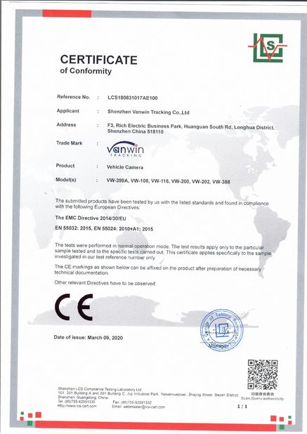 China Shenzhen Vanwin Tracking Co.,Ltd Certificações